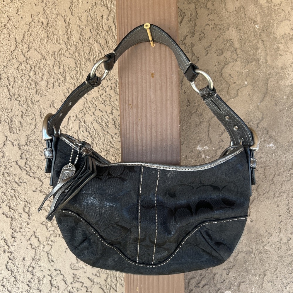 Vintage Y2k Coach Hobo Bag Black Snakeskin Rare F05Q-8K36 Signature